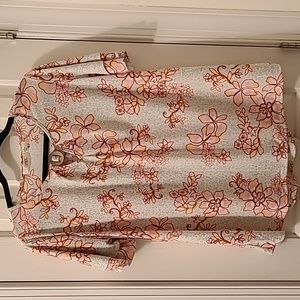 CURE BRAND WOMENS SHORT SLEEVE SCOOPNECK FLORAL TOP SIZE SMALL
